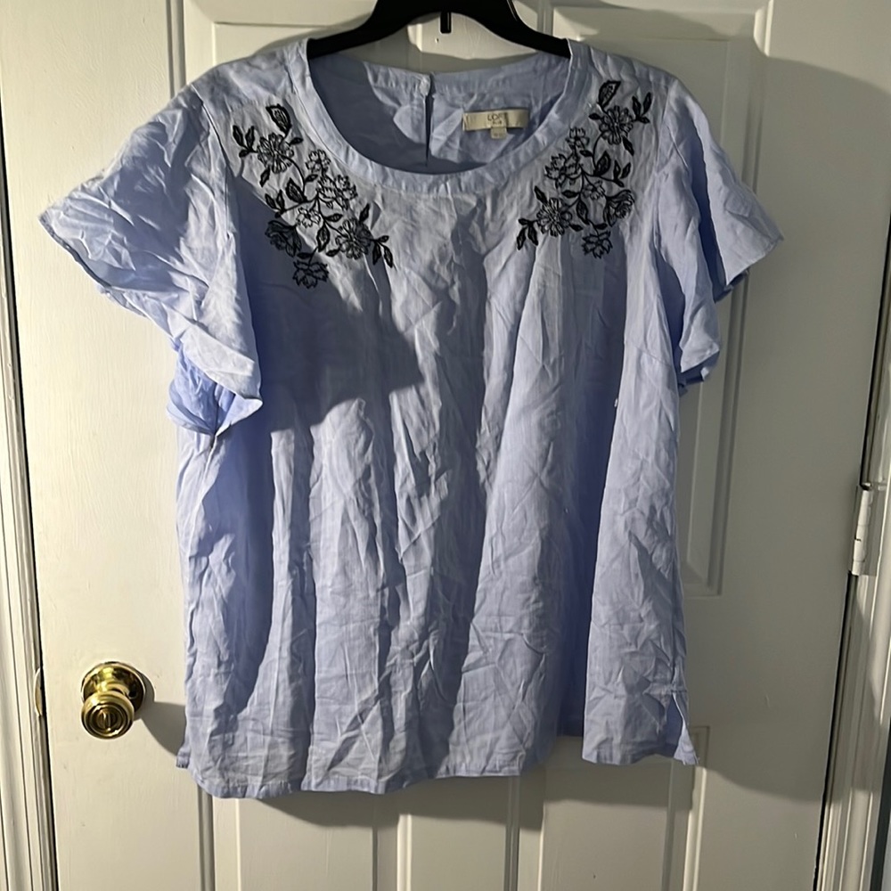 Blue embroidered top